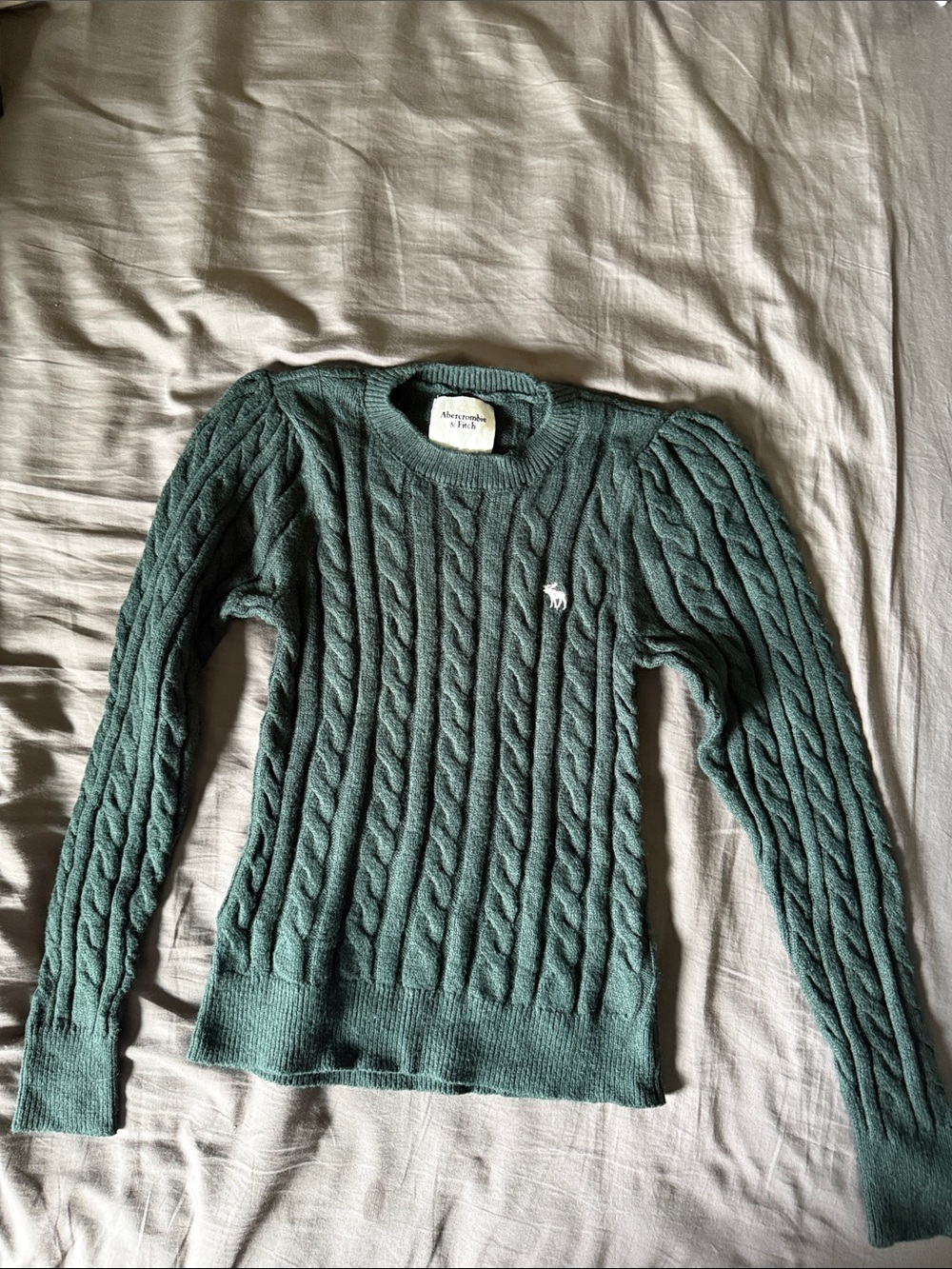 Abercrombie & Fitch Women's Cable-Knit Crewneck Sweater - Teal Green